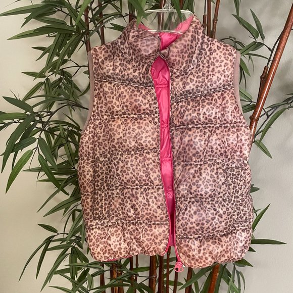 Girls reversible hot pink cheetah print lightweight vest - Size XS - Picture 2 of 2